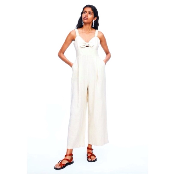 Zara Linen Blend Jumpsuit | xs - Picture 3 of 5